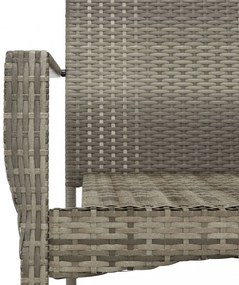vidaXL 7 részes fekete és szürke polyrattan kerti étkezőszett párnával