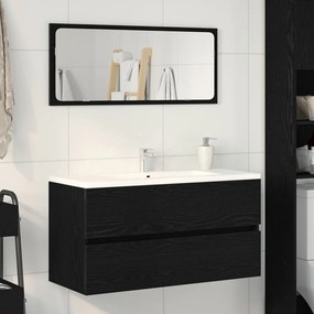 Fekete tölgy színű szerelt fa mosdószekrény 90 x 38,5 x 45 cm