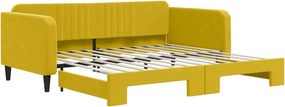 vidaXL sárga kihúzható bársonyheverő 100 x 200 cm