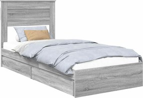 vidaXL Tárolós Ágy fejtámlával Szürke Sonoma 100 x 200 cm Faanyag