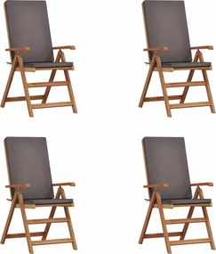 vidaXL Kerti Szék 4 pcs Barna és Szürke 57 x 71,5 x 104 cm