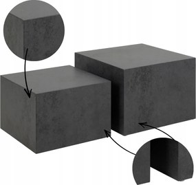 2 Db-os Négyzet Alakú Dohányzóasztal Szett modern grafit kő utánzat