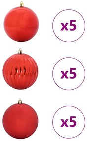 Karácsonyi Díszgömb Készlet 15 pcs Piros