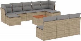 vidaXL 11részes vegyes bézs polyrattan kerti ülőgarnitúra párnákkal