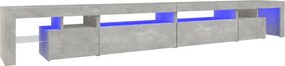 vidaXL betonszürke TV-szekrény LED-lámpákkal 290x36,5x40 cm