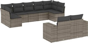 vidaXL 9 részes szürke polyrattan kerti ülőgarnitúra párnákkal