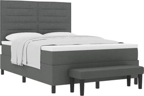 vidaXL Boxrugós ágy matracmal Sötétszürke 140 x 190 cm szövet