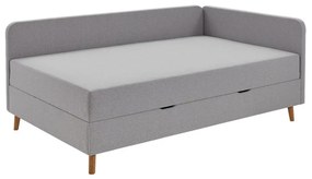 Világosszürke kárpitozott egyszemélyes ágy tárolóhellyel 90x200 cm Cabana – Meise Möbel