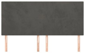 4 db sötétszürke bársony fejtámla 90x5x78/88 cm
