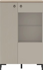 Alacsony vitrin, szürkésbarna Taupe/silverjack tölgy, DOMCA 1D1W/140