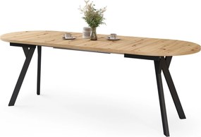 Mazzoni Ovális bővíthető ALMO asztal Artisan Tölgy / fekete lábakkal