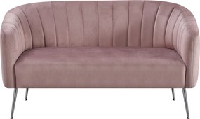 Design kétszemélyes kanapé, rózsaszín Velvet szövet/króm-ezüst, BAGY