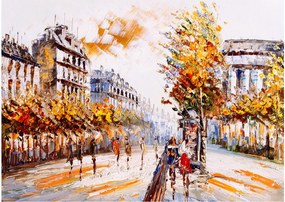 Kép - Utca Párizsban (üvegen) (70x50 cm)