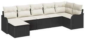 vidaXL Kerti Kanapé Szett Fekete polirattan