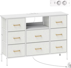 Komód 8 szövetfiókkal, elosztóval, acélvázzal, krémfehér