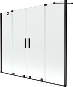 Mexen Velar Duo kétszárnyú, eltolható kádparaván 200 x 150 cm, átlátszó, fekete - 896-200-000-02-70