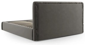 Szürke kárpitozott ágyneműtartós franciaágy ágyráccsal 140x200 cm Colonel – Cosmopolitan Design