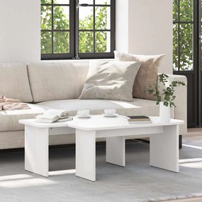 Dohányzóasztal 2 pcs Fehér 100 x 69 x 35.5 cm Tömör fenyőfa
