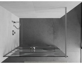 Mexen Kioto +, zuhany paraván polccal és törölközőtartóval 80 x 200 cm, 8mm átlátszó üvegmintás fehér, króm profil, 800-080-121-01-97