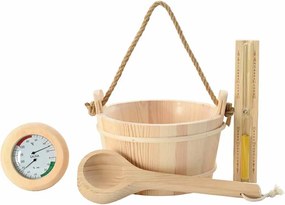 vidaXL Szauna Kiegészítő Készlet 4 pcs Barna Tömör Fenyőfa és Kender