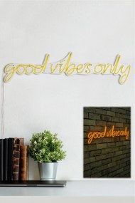 Műanyag LED-es fali dekoráció, Good Vibes Only - Sárga