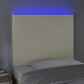 krémszínű műbőr LED-es fejtámla 80x5x118/128 cm