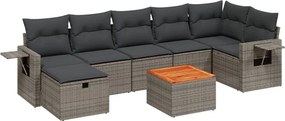 vidaXL 8 részes szürke polyrattan kerti ülőgarnitúra párnákkal