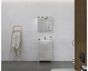 Rubino 55cm-es két ajtós fürdőszobaszekrény polccal szürke tölgy + mosdó