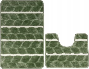 Fano 2 Részes Csúszásgátló Fürdőszobaszőnyeg Szett Zöld Csíkos