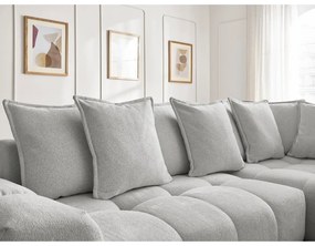 Világosszürke zsenília kinyitható-tárolóhelyes sarokkanapé (jobb oldali-L alakú) Everest – Bobochic Paris