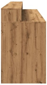 kézműves tölgy színű szerelt fa LED-es íróasztal 200x55x91 cm