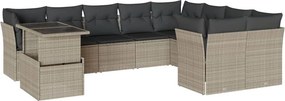 vidaXL 10 részes világosszürke polyrattan kerti ülőgarnitúra párnákkal