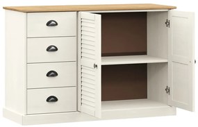 VIGO fehér tömör fenyőfa fiókos tálalószekrény 113x40x75 cm