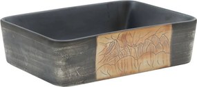 vidaXL fekete/barna kerámia négyszögletes asztali mosdó 46x35,5x13 cm