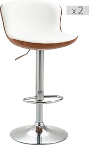 HOMCOM 2 db Modern Dizájnnal Készült Bárszék Állítható Ülésmagassággal 64-85 cm 360° Forgatható Műanyag Borítással Krém Színű Imitált Fa | Aosom