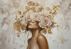 Fotótapéta - Lány rózsákkal (147x102 cm)