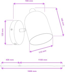 Brilagi - GALLION fali spotlámpa 1xE27/15W/230V, kék