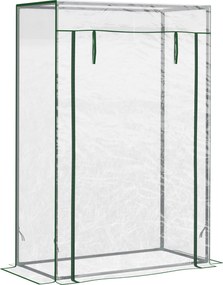 Outsunny Üvegház PE Rácsos Fóliával, Ajtóval, Télen Használható Fém Üvegház, Erkélyre, Kertbe, Paradicsomház 100 x 50 x 150 cm | Aosom