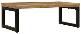 Tömör mangófa és acél dohányzóasztal 100 x 50 x 35 cm