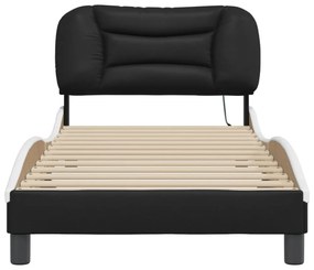 fekete és fehér műbőr ágykeret LED-világítással 80 x 200 cm