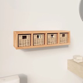 tömör diófa falipolc kosarakkal 62 x 18 x 16 cm