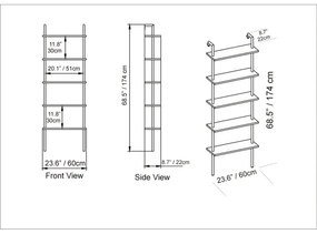 Fali könyvespolc PAULA 174x60 cm fehér