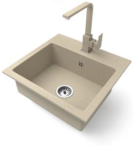 Gránit mosogató NERO Uno + Design csaptelep (bézs)