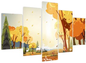 Kép - őszi táj, illusztrációk (150x105 cm)