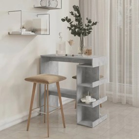 betonszürke szerelt fa bárasztal tárolópolccal 100x50x101,5 cm