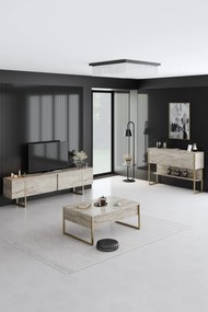 Dohányzóasztal Luxe - Travertine, Gold