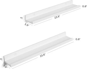 3 darabos lebegő polc szett magasfényű bevonattal, fehér 60x10x5cm