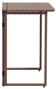 barna polyrattan összecsukható kerti asztal 90x51x75 cm