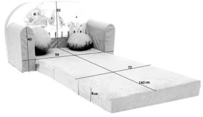 Nyitható mini  kanapé gyerekeknek + ajándék puffal - róka