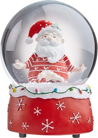 X-MAS zenélő hógömb, jógázó Mikulás Ø10cm